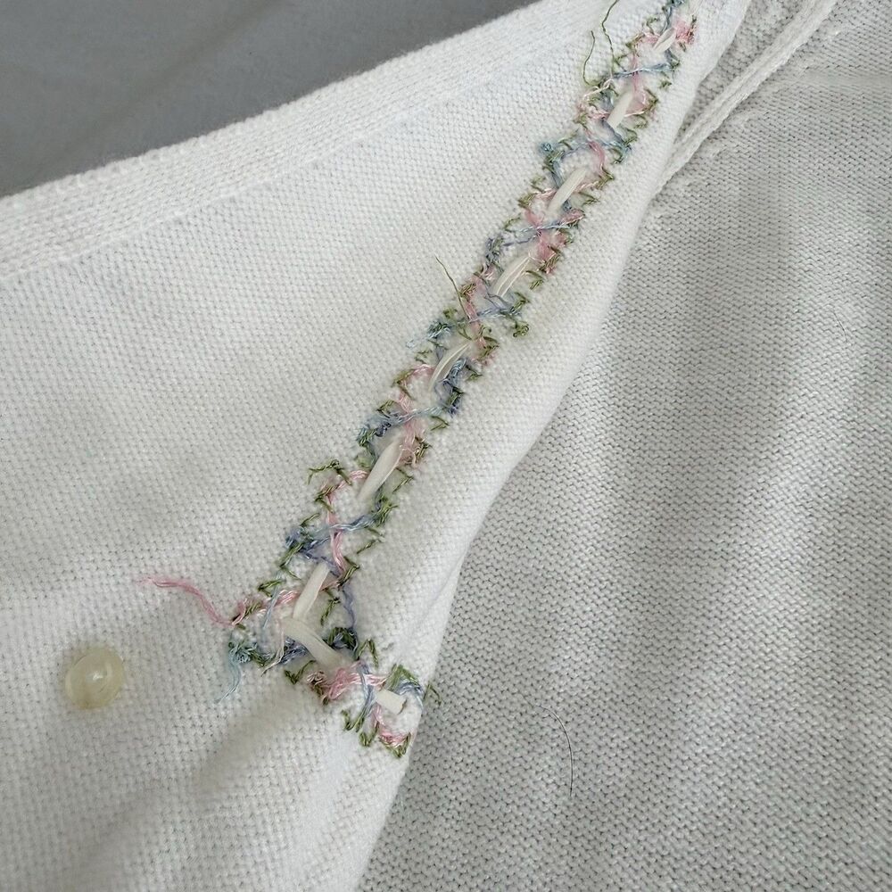 Vintage Sevil Triko Girls 2T Cardigan Double Breasted Sweater Embroidery Flowers - Picture 14 of 14